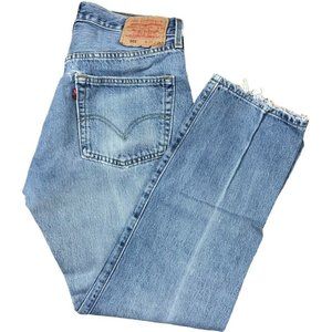 Vtg Levis 501 Button Fly Fade Blue Denim Jeans Mens Tag 33x30 Distressed (30x29)